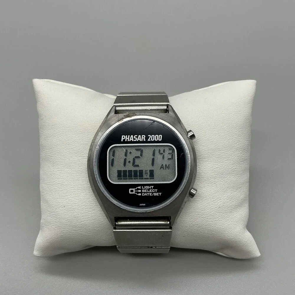 Vintage Sears Phasar 2000 Mens Watch 36mm Digital Stainless New Battery 6.25